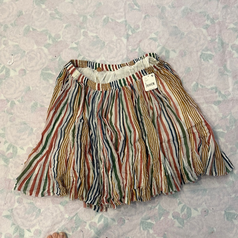 Free People Multicolor Striped Skater Skirt with lining.